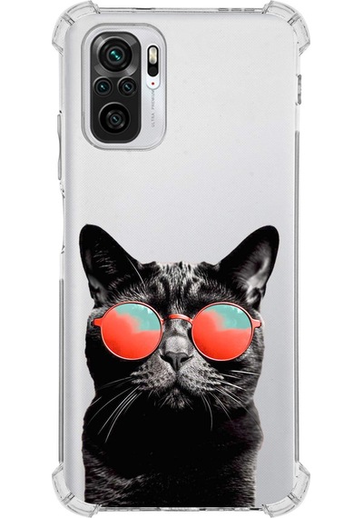 Xiaomi Redmi Note 10s Uyumlu Kedi 3 Baskılı Şeffaf Köşe Korumalı Antişok Kılıf