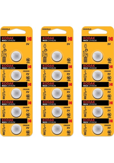 Kodak Max CR2025 Lityum Düğme Pil 5 x 3'lü