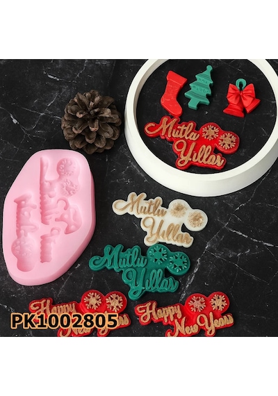 Pk1002805 - Silikon Kalıp Mum Kalıbı - 2'li Mutlu Yıllar Etiketi Renksiz
