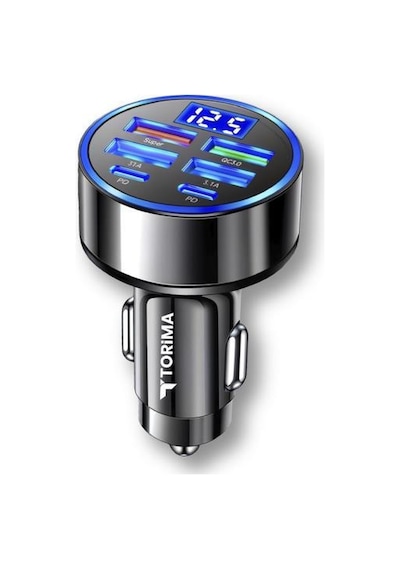Transmitter Usb Type-c Destekli 66 W Hızlı Araç Şarj Cihazı G19 Siyah