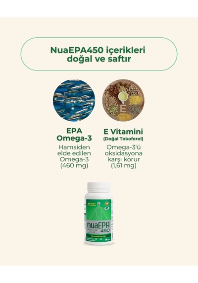 Nua Epa 450 Omega-3 İçeren Gıda Takviyesi 90 Kapsül