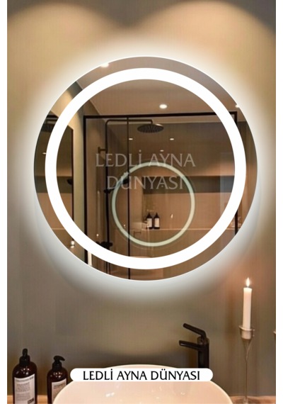 Ledliaynadünyası 60 Cm Beyaz Ledli Banyo Antre Makyaj Aynası Beyaz - Gümüş
