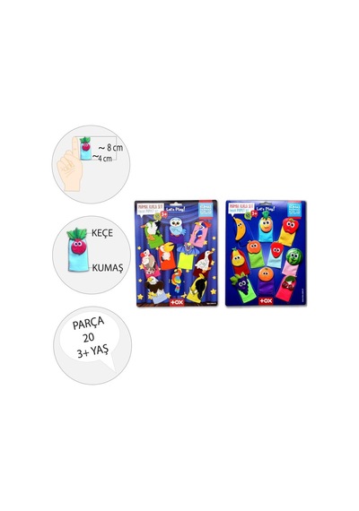 2 Set - 20 Parça Tox  Meyveler ve Uçan Hayvanlar Parmak Kukla T105