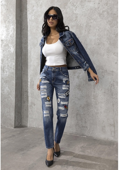 Wd298 Boy Friend Eğlence Süslemeli Kadın Jean Pantolon 001