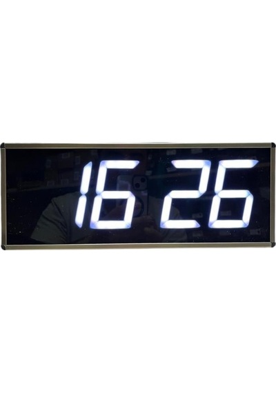 Sanec Wifi Senkronize Dijital Led Duvar Ve Masa Saat Derece Otomatik İnternet Saat Ayarlı, Beyaz Led, 15x37 Cm Beyaz