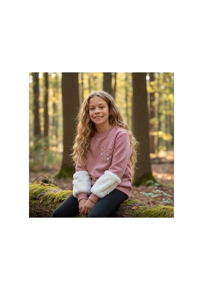 Fesshera Kids Kız Çocuk Sweatshirt Beyaz Sevimli Kalp Baskılı Peluş Kollu İnci Detaylı Pamuklu Sweatshirt Pudra Fesshera Kids Kız Çocuk Sweatshirt Beyaz Sevimli Kalp Baskılı Peluş Kollu İnci Detaylı Pamuklu Sweatshirt Pudra