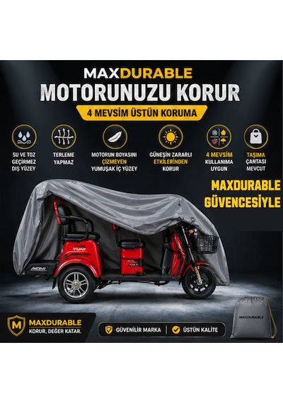 Volta Vm+ 2 Kişilik Motosiklet Brandası Su Geçirmez 4 Mevsim Boya Dostu Motor Brandası + Taşıma Çantalı