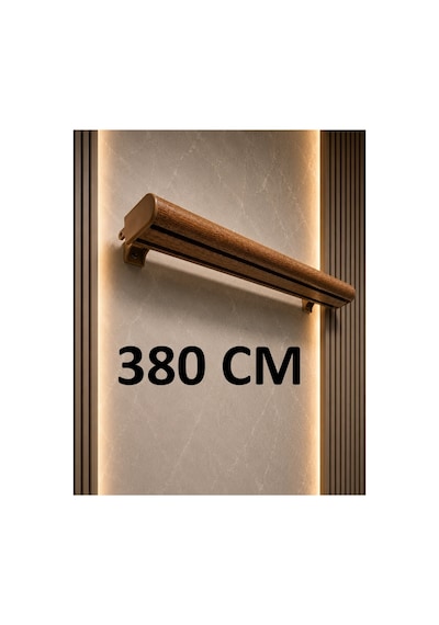 Meşe Dekoratif Ray 2 Kanallı Dekoratif Ahşap Desenli Metal Perde Kornişi Meşedeko380cm - 849479350 Meşedeko380cm