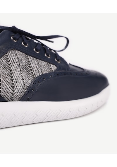 Yargıcı Hasır Detaylı Deri Sneakers 24yeay4468x 004 Lacivert