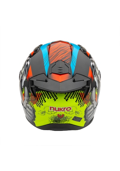Nukro B-506 Kong Kapalı Motosiklet Kaskı Siyah-kırmızı-neon Sarı