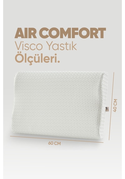 Boyun Destek Yastığı - Boyun Düzleşmesi İçin Visko Yastık Tek Taraflı Lüx Air Comfort Beyaz