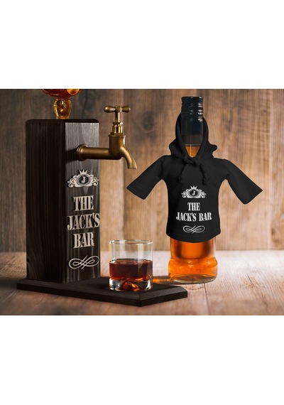 Bk Gift Kişiye Özel Kabartma İsimli Musluklu Doğal Ahşap İçki Standı Ve Siyah İçki Şişesi Tişörtü Hediye Seti, Home Bar, Viski Çeşmesi, Ahşap İçecek Çeşmesi-6 93176375