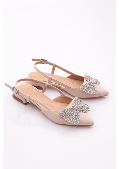 Dgn 008 Kadin Taş Kurdelali Sandalet 008-2267-R1627 Siyah Nubuk