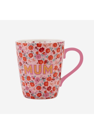 Çiçekli Pembe Stoneware Kupa 375 Ml