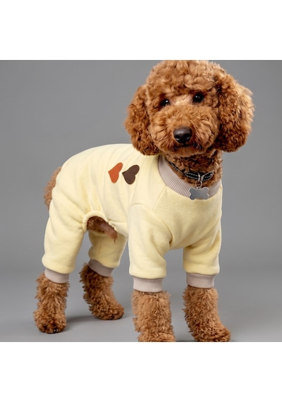 Winter Hearts Köpek Tulumu Pamuklu Polar Köpek Pijaması Küçük Irklar İçin Tüy Dökülmesini Azaltır