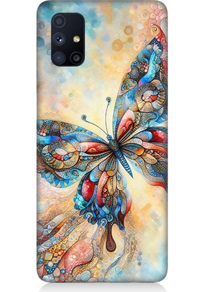 Samsung Galaxy M51 Uyumlu Parlayan Renkli Kelebek Desenli Silikon Kılıf Çok Renkli