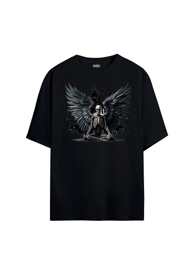 Ogc İskelet Maske Oversize Unisex T-shirt Siyah