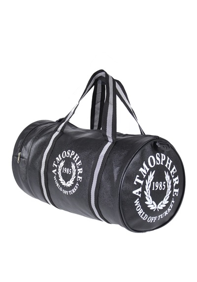 Arı Deri Atmospher Unisex Suni Deri Spor Çanta, Seyahat Çantası Siyah