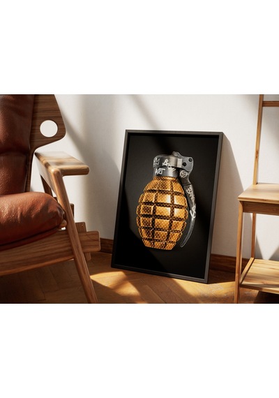 Altın Grenade Pop Art Ahşap Siyah Çerçeveli Tablo Poster