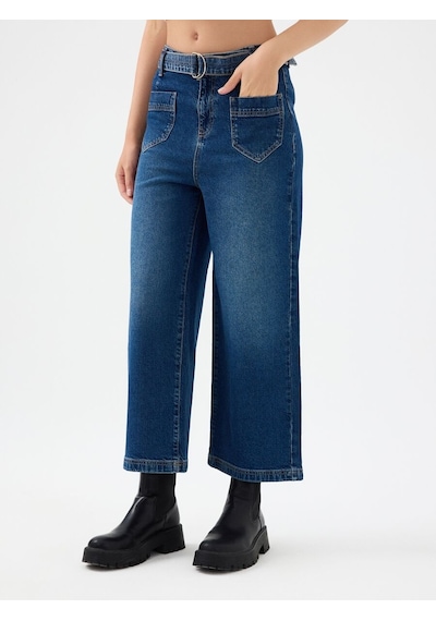 LOFT Crop Wide Leg Regular Fit Kadın Pantolon Lf2041775 Q1.v1 Denim