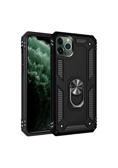 Newface - 364 - iPhone Uyumlu 11 Pro Kılıf Sofya Yüzüklü Silikon Kapak - Csmo-tex - - Siyah