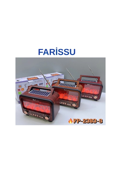 Fp-2393s Retro Tasarımlı Alev Işıklı Bluetooth Hoparlör Güneş Enerjili, Radyo, Usb, Tf Kart Destekli