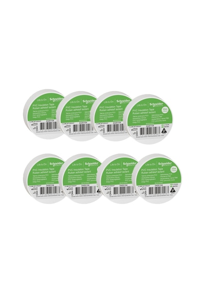 Schneider 8li Beyaz PVC İzolasyon Bandı 20mt*19mm 2420104-8