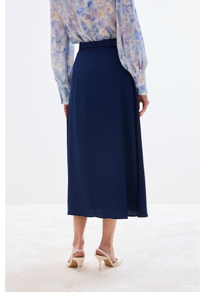 Sateen Kemerli Saten Etek - Lacivert-137016 Lacivert