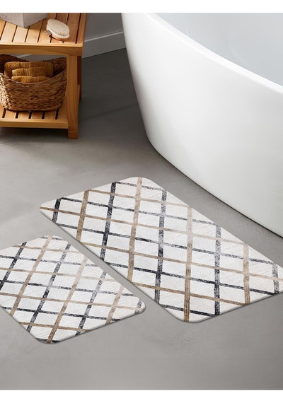 Dijital Baskılı Yıkanabilir Kaymaz Taban 2li Banyo Halısı Paspas Klozet Takımı 4011b
