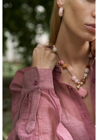 Mai Collection Mai Studios Co. Syaritta Oversize Bordo Transparan Gömlek bordo