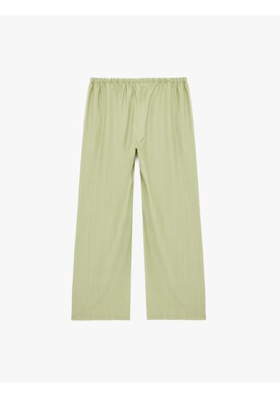 Koton Viskon Beli Lastikli Düz Bol Paça Pantolon Haki 6sak40068pw Haki