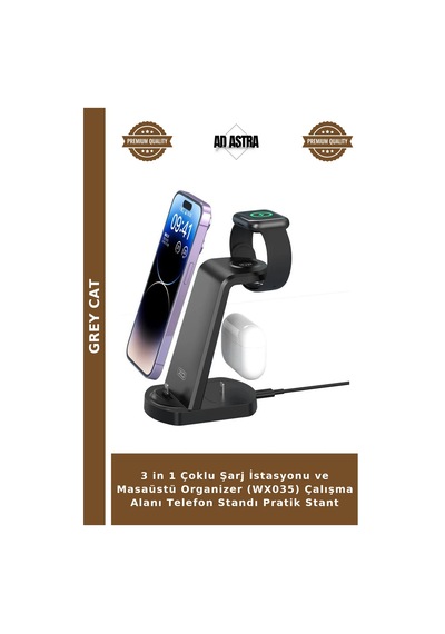 3 İn 1 Çoklu Şarj İstasyonu Ve Masaüstü Organizer Wx035 Çalışma Alanı Telefon Standı Pratik Stant