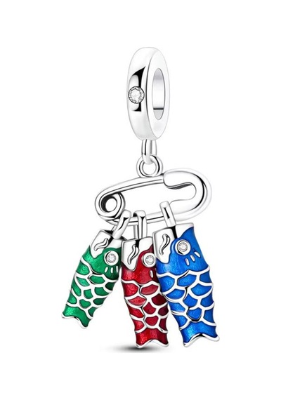 Koinobori Japon Kültürü Sallantılı Charm Gümüş