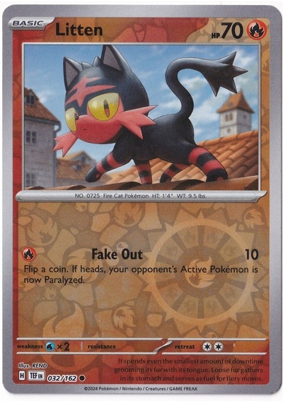 Litten Reverse Holo 032/162 - Temporal Forces - Pokemon Kartı Mint