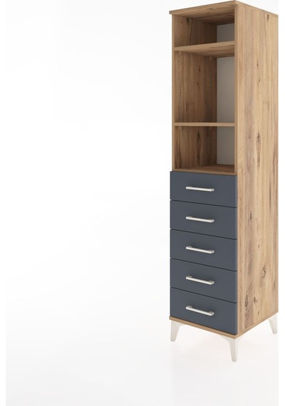 Hyperion Dolap 3 Raflı 5 Çekmeceli 44x44x182 Çam-antrasit Çam
