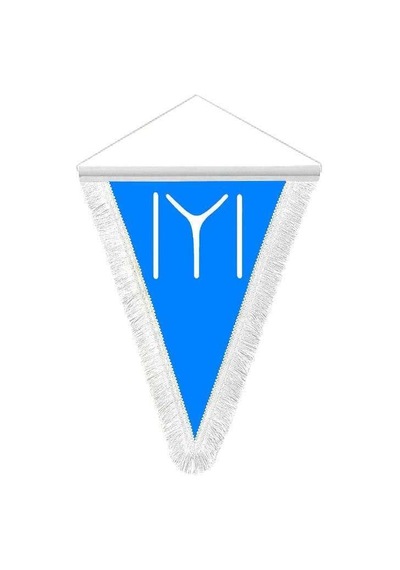 Mavi Kayı Boyu Saten Hatıra Üçgen Flama Bayrak 1
