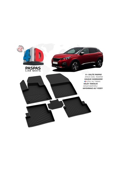 Peugeot 3008 Active 4d Araca Özel Havuzlu Kauçuk Paspas 2016 Ve Üzeri