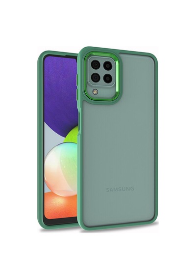 Zore Samsung Galaxy Uyumlu M22 Kılıf Omsy Flora Kapak - Yeşil