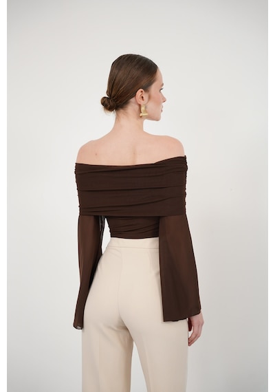 Verymoda D 2977 Uzun Kol Tül Bluz - D2977 Kahve