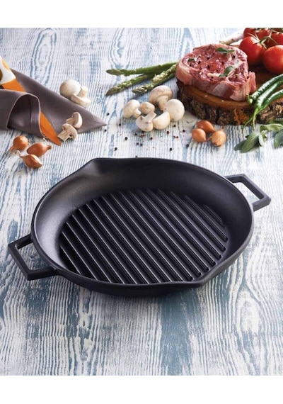 Lava LV Eco GT 30 Yuvarlak Döküm Demir Izgara Tava 30 CM Siyah
