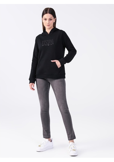 U.s. Polo Assn. Kapüşon Yaka Baskılı Siyah Kadın Sweatshirt Gızmo-sk022 Siyah