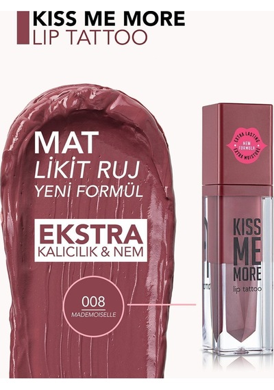 Flormar Uzun Süre Kalıcı Mat Ruj - Kiss Me More-008 Mademoiselle-8682536040693
