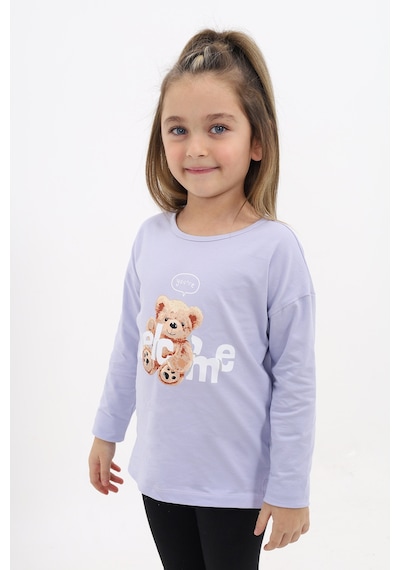Toontoy Kids Toontoy Kız Çocuk Welcome Ayı Baskılı Tişört Mavi