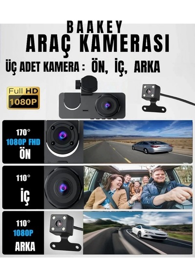 Buğz Üç Kameralı Wi Fi Araç İçi Kamera Gps Takip & G-sensor Özellikli Güvenlik Çözümü
