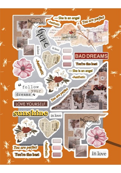 Vintager Seri 4 Sticker Seti Laptop Ajanda Notebook Tablet Telefon Defter Etiket Bullet Journal Diğer