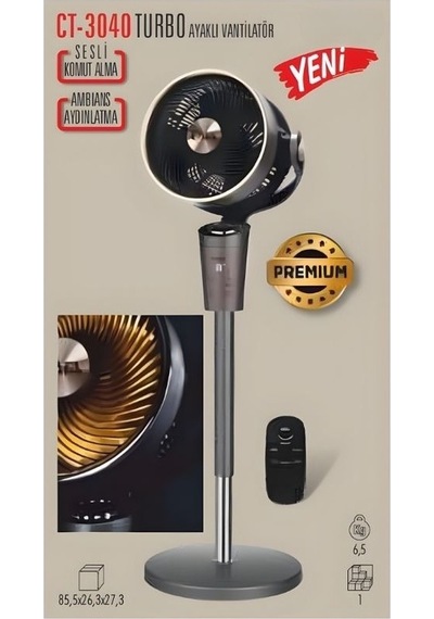 Cata Ct-3040 Turbo Ayaklı Vantilatör Kumandalı Ambians Aydınlatma - Sesli Komut Cata