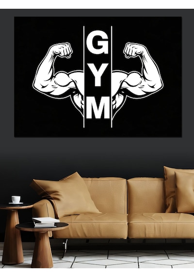 Ahşap Tablo Kaslı Kollar Ve Gym Yazısı İnsan Figürlü Tablolar