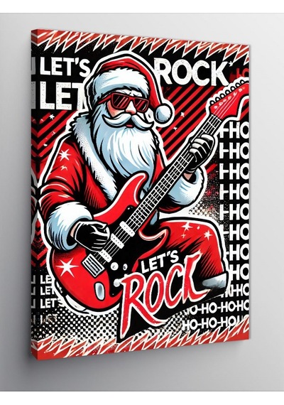 Kanvas Tablo Noel Baba Rock Gitar Çalıyor 50cmx70cm