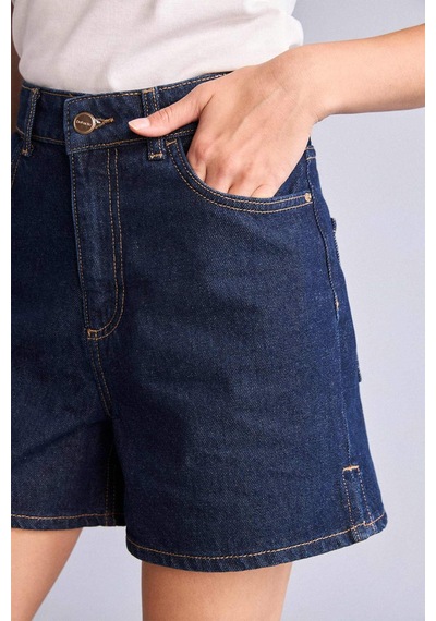 Defacto Mom Fıt Yüksek Bel Kısa Paça Jean Mavi Siyah Şort H0597ax26hsnm82 Mavi-nm82