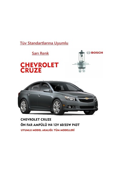 Chevrolet Cruze Uyumlu Ön Far Ampülü 1 Adet Sarı
